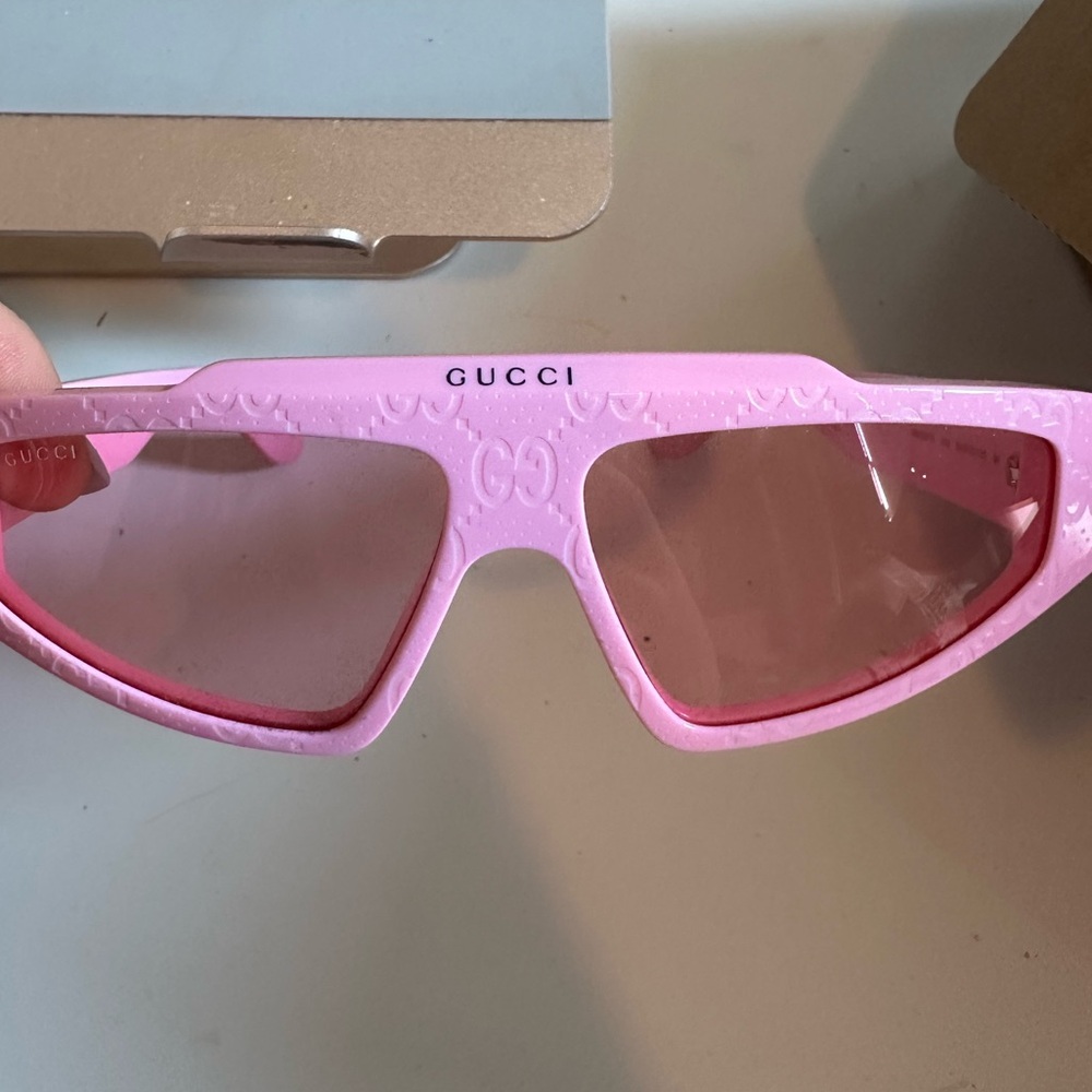 Gucci Pink Supreme Rectangle-Frame Sunglasses - image 4